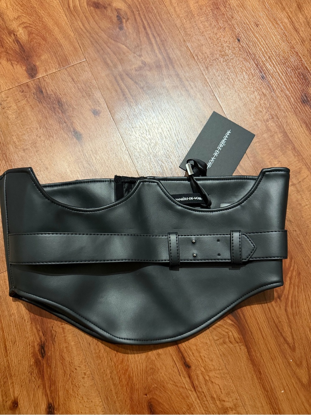 Maniere De Voir Black Faux Leather Corset